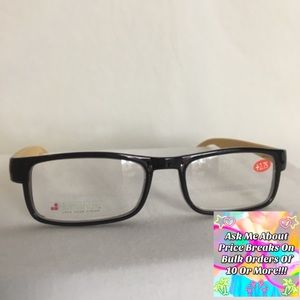 NWT Full Black Front w/Wood Arm Glasses